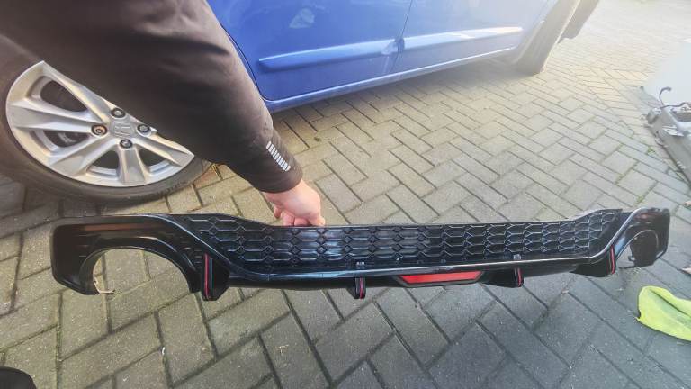 Audi A7 S7 Rear Diffuser RS7 Look Gloss Black with Black Tips