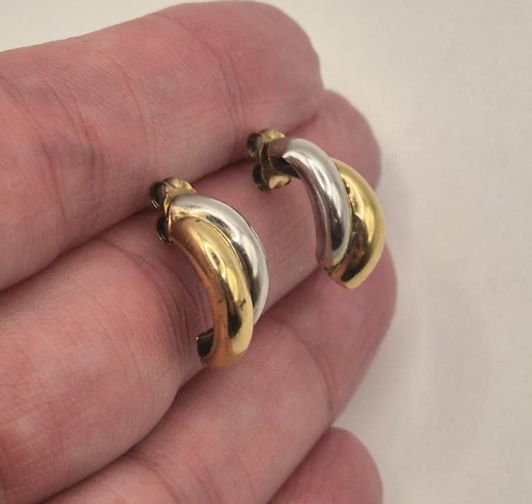 Vintage 9ct yellow and white gold earrings