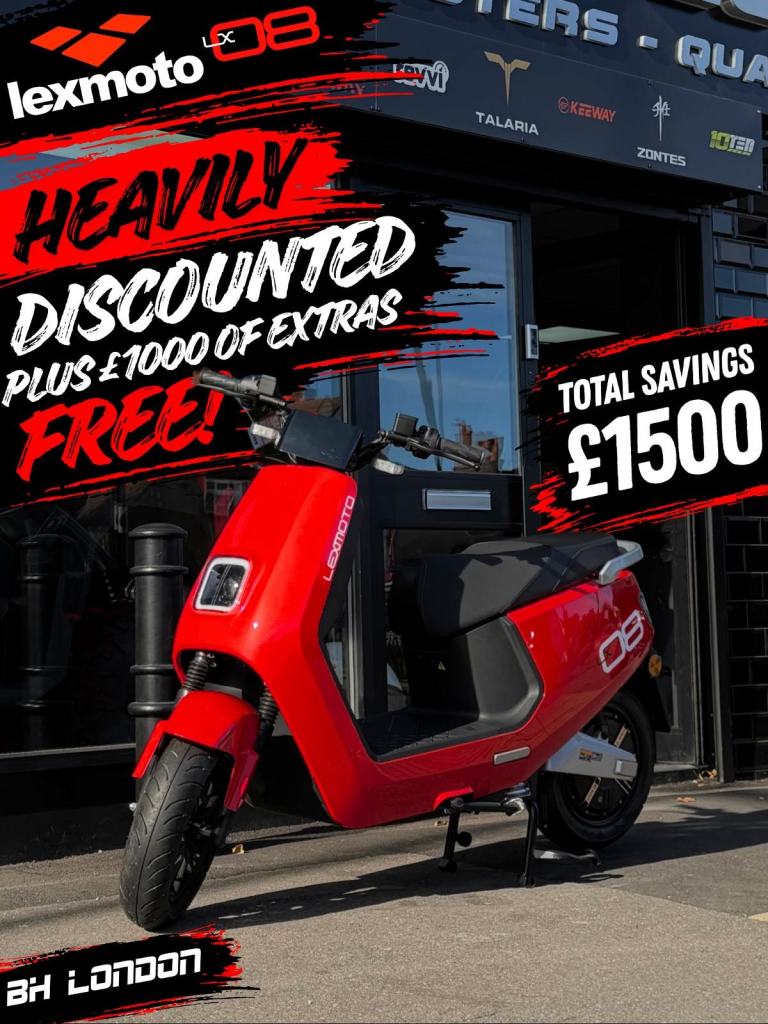 £1500 OFF! Lexmoto LX08 - 2 year warranty - Road legal Electric scooter