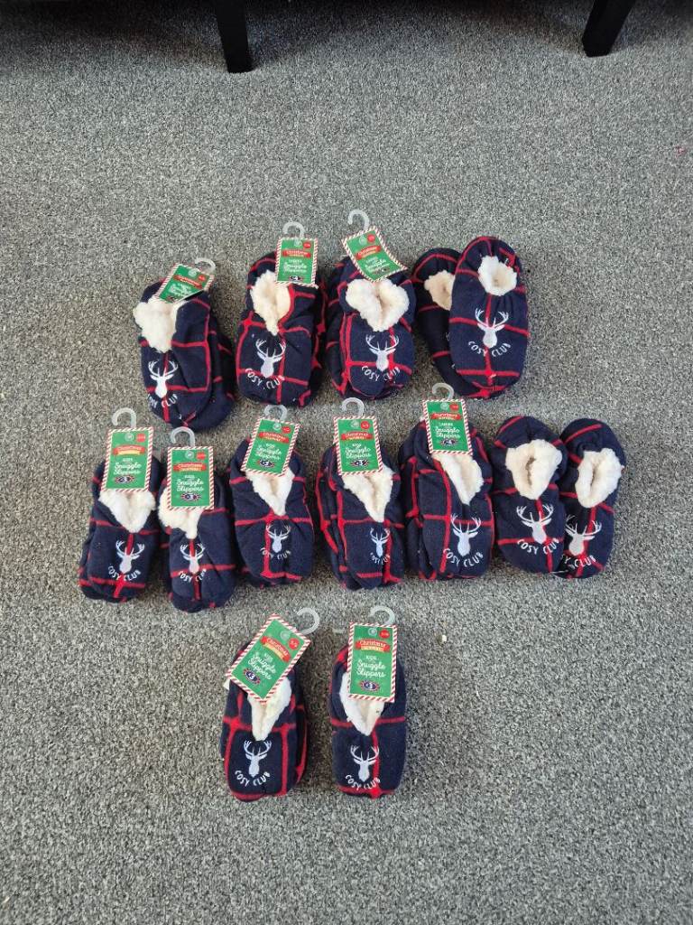 New Christmas Reindeer Slippers – Various Sizes, Perfect for Winter
