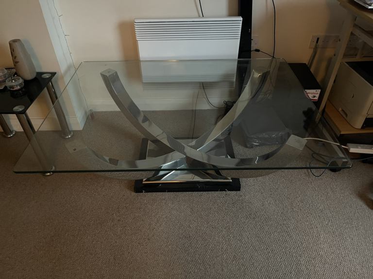 Coffee Table Marble Base & Tempered Glass Top