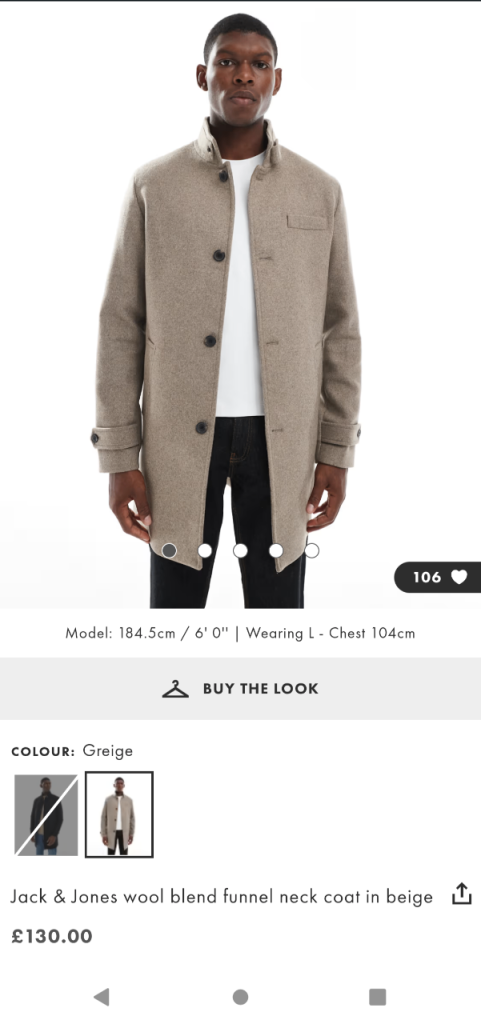 Jack & Jones Wool Blend Funnel Neck Coat in Beige