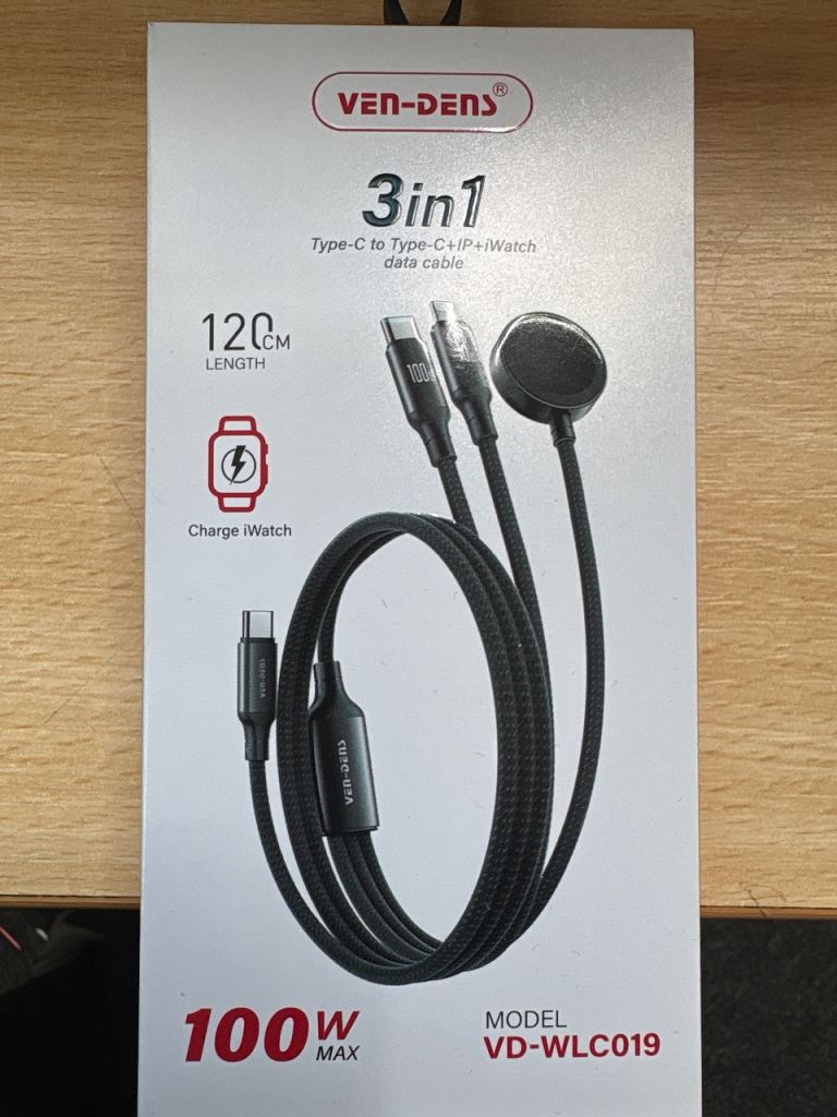 VEN-DENS 3-in-1 Charging Cable - Type-C to Type-C & iWatch