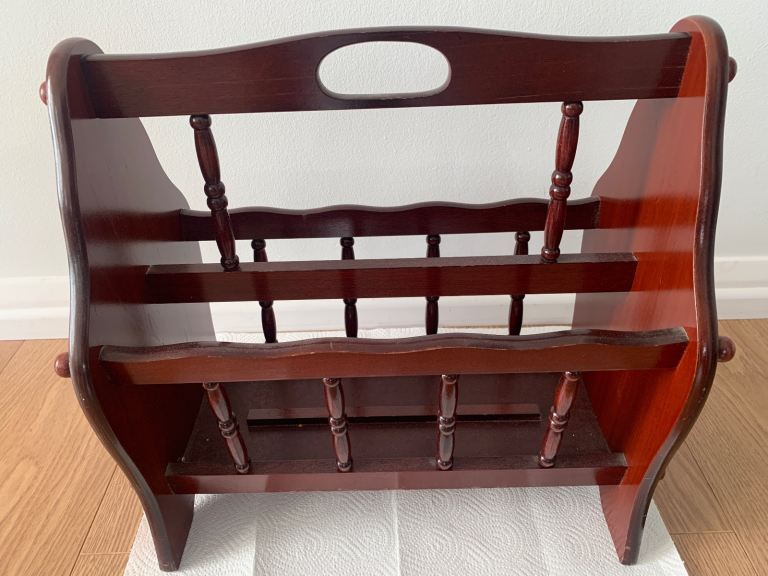 1 x used Wooden magazine rack in mahogany 
