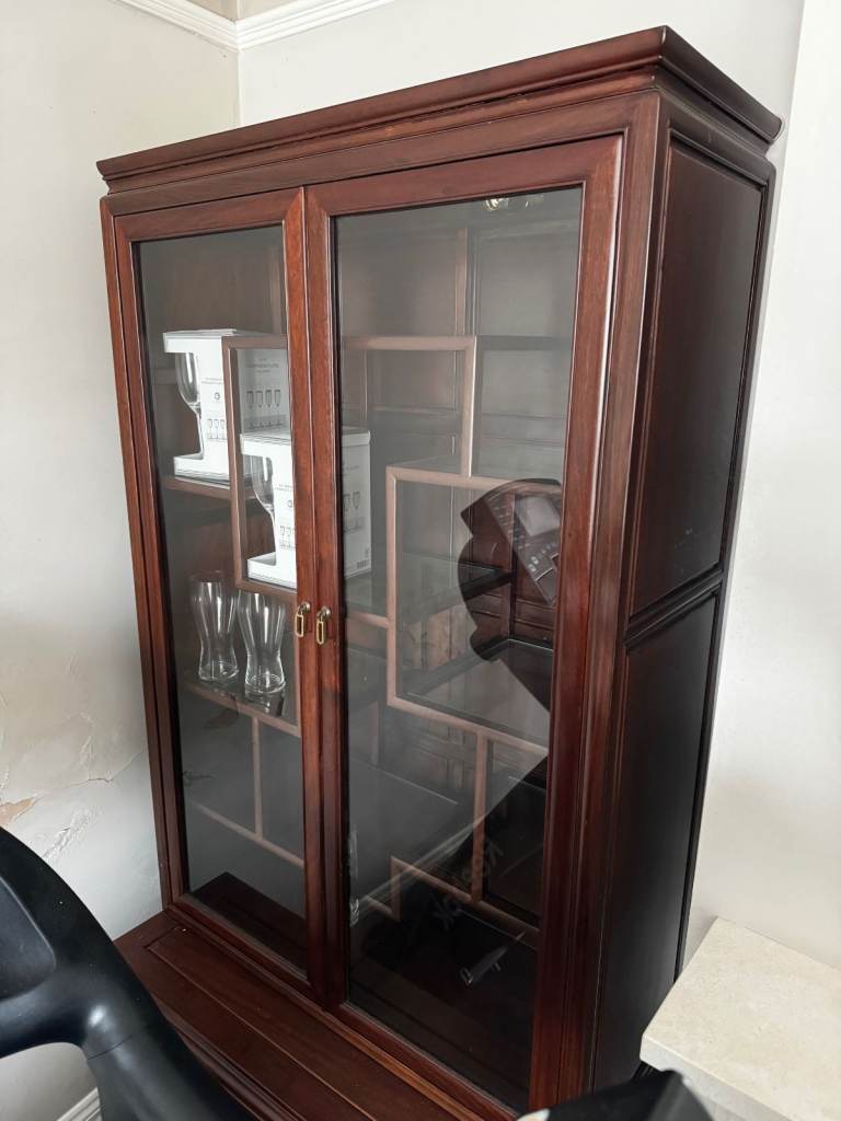 Rosewood Display Cabinet with Glass Shelves - Collection Only from Charlton Kings, Cheltenham