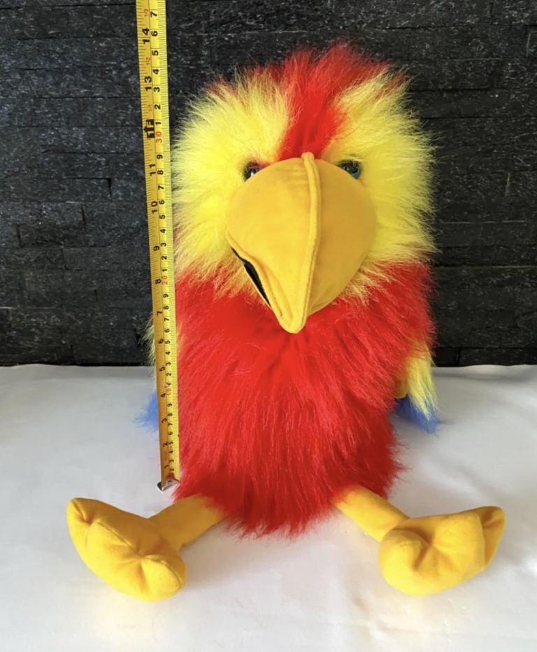 SOFT PLUSH RED/YELLOW/BLUE COLOURED SQUAWKING PARROT 20” HAND PUPPET