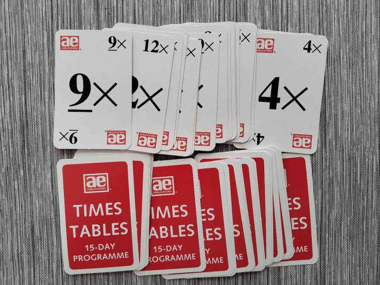 Times tables cards