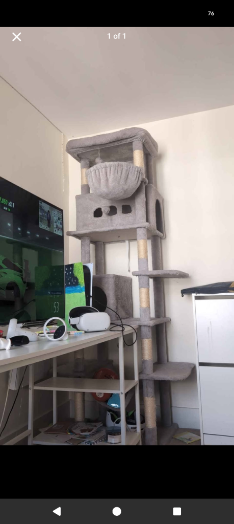 Large Grey Cat Tree / Scratching Post – Nearly New Condition