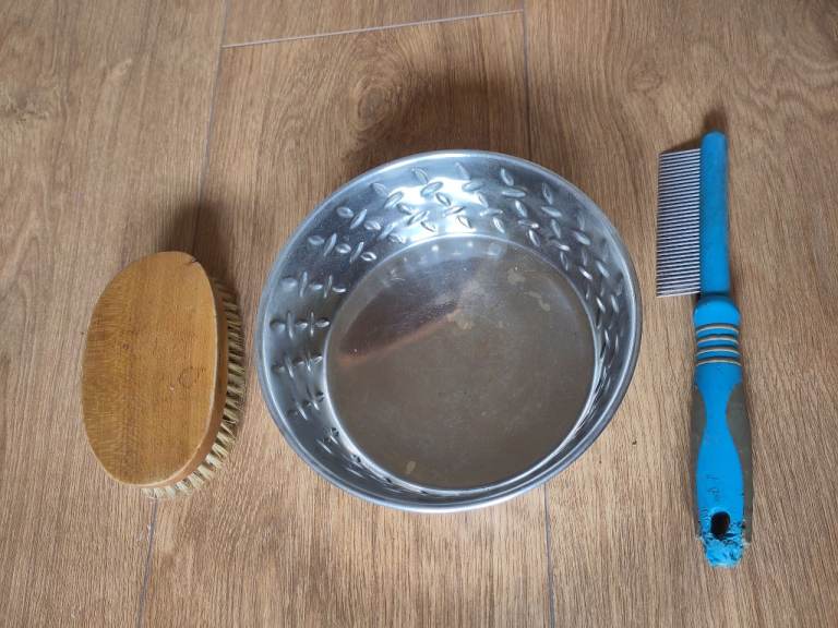 Dog bowl & brushes