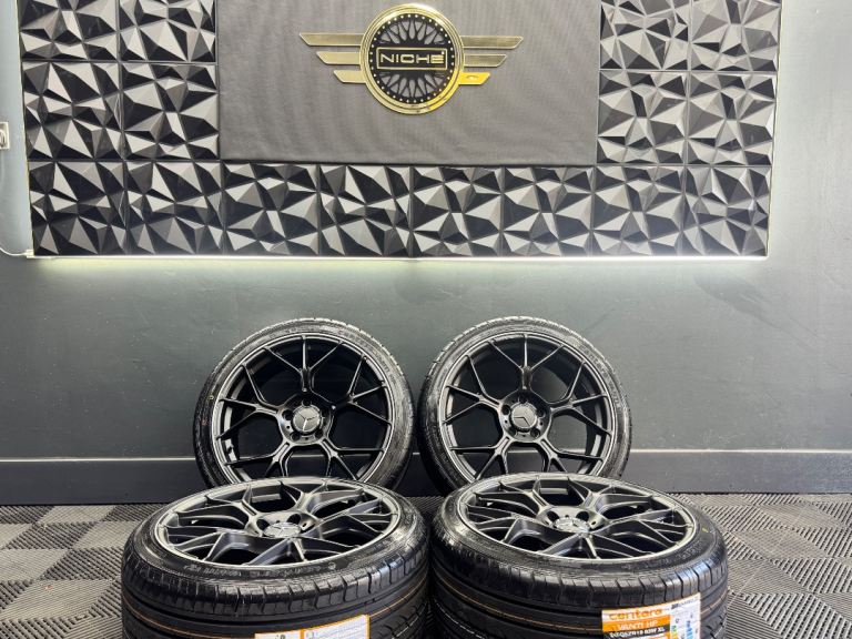 NEW 19” inch mercedes gt satin black amg alloys wheels 5x112 c63 a45 a35 cla43 a b c e class 