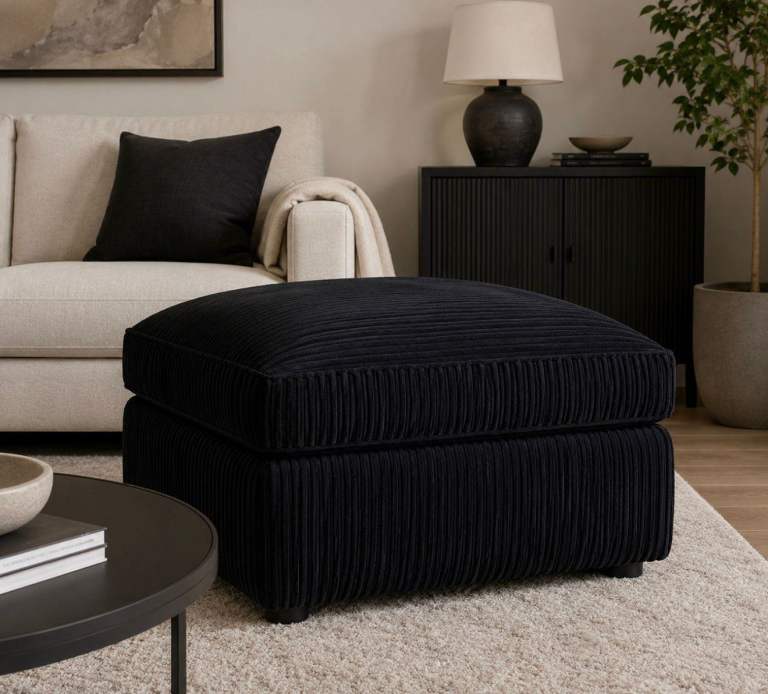 BRAND NEW Jumbo cord floating top footstool - available in a variety of colours 