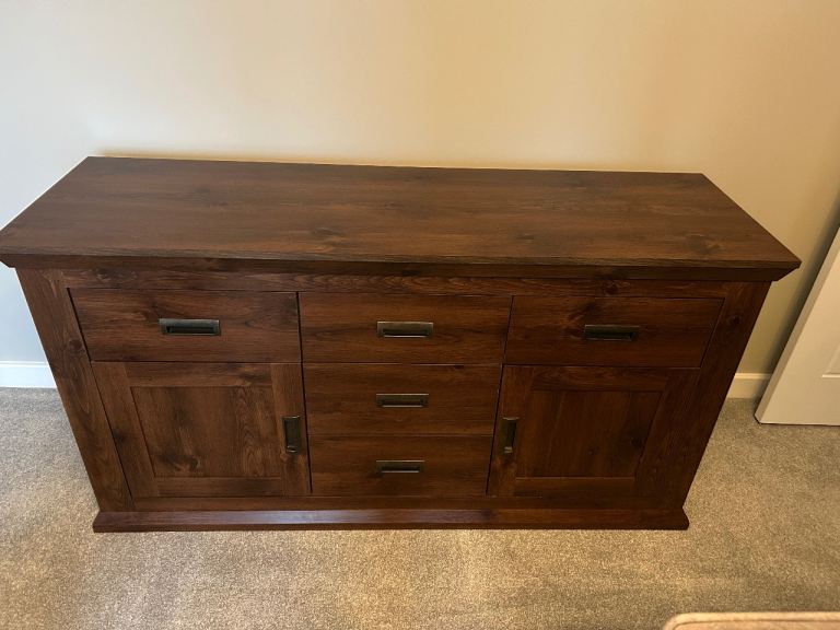 image for Solid walnut sideboard and lamp tables