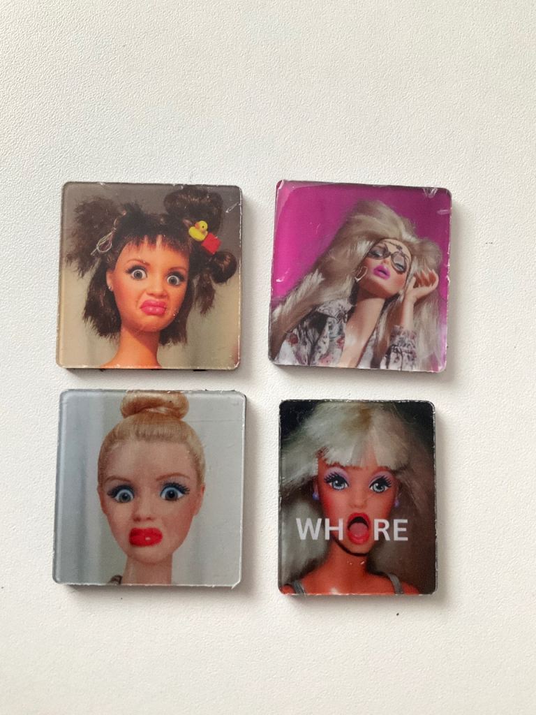 Barbie funny face rude fridge magnets set gift idea size 4cm 
