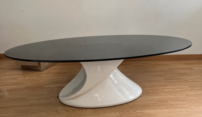 Modern Oval Coffee Table with Glass Top
