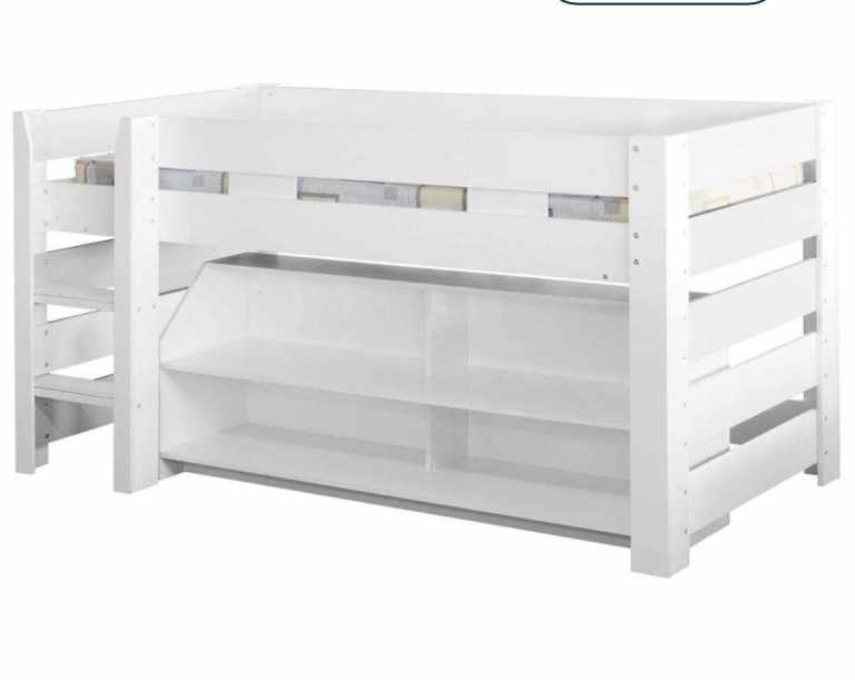  Seconique Lollipop Mid Sleeper Bed  and bookshelf in White