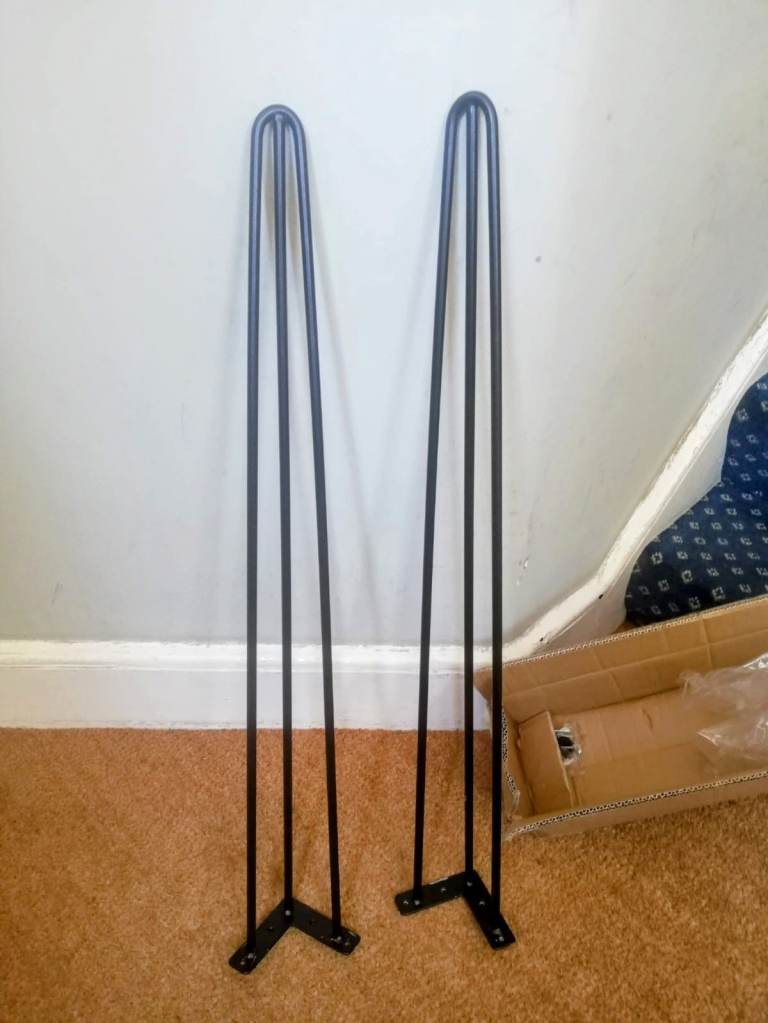 image for 2x BLACK METAL HARPIN INDUSTRIAL FURNITURES LEGS