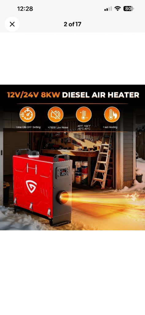 Diesel Air Heater 8kW 12V 24V 240V Bluetooth APP LCD For Garage Campervan Truck. 