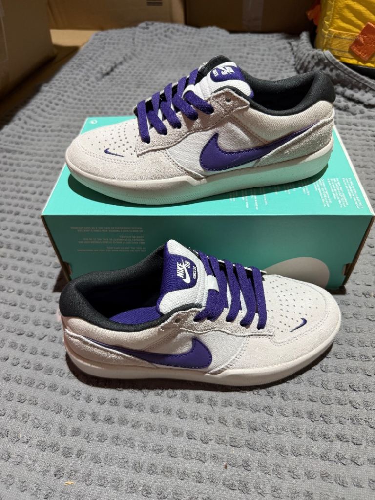 New Nike SB Force 58 Trainers UK 4.5 – White & Purple