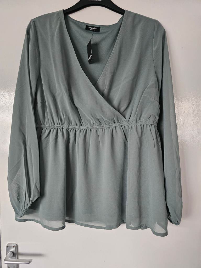 Simply be green wrap blouse top size 18