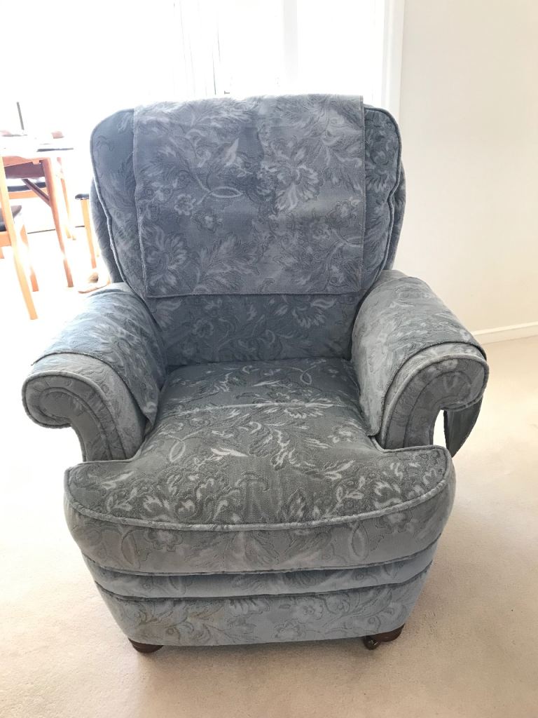 Lowry Small Arm Chair - Blue Fabric, Good Condition