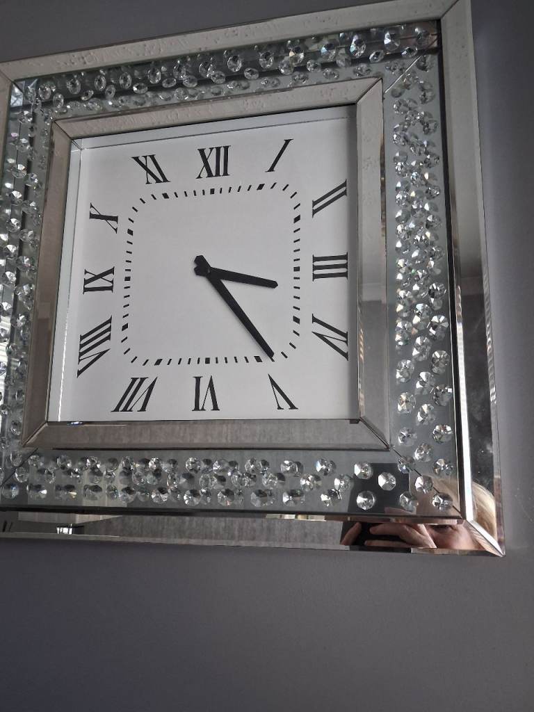 Large glass wall mounted clock