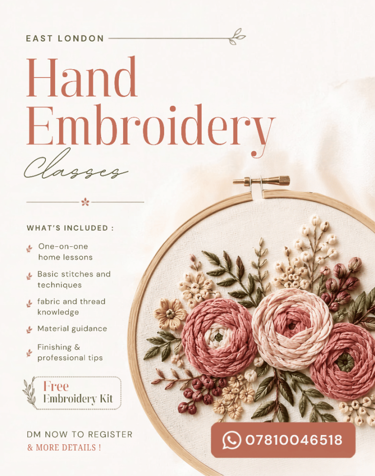 Hand Embroidery Classes with Free Kit – East London