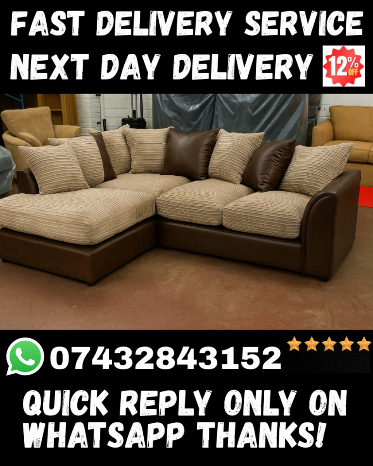 Lovely Brown and Mink Fabric Corner Sofa