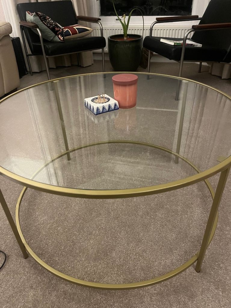image for Glass Golden Coffee Table 
