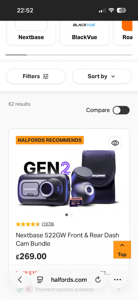 Nextbase 522GW Front & Rear Dash Cam Bundle