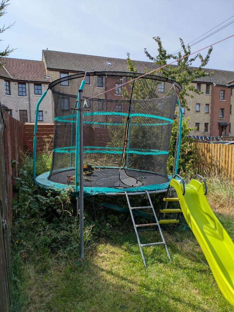 Large Garden Trampoline with Safety Net and Ladder