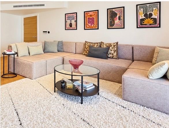 Large Modular Corner Sofa – Beige Fabric, Excellent Condition