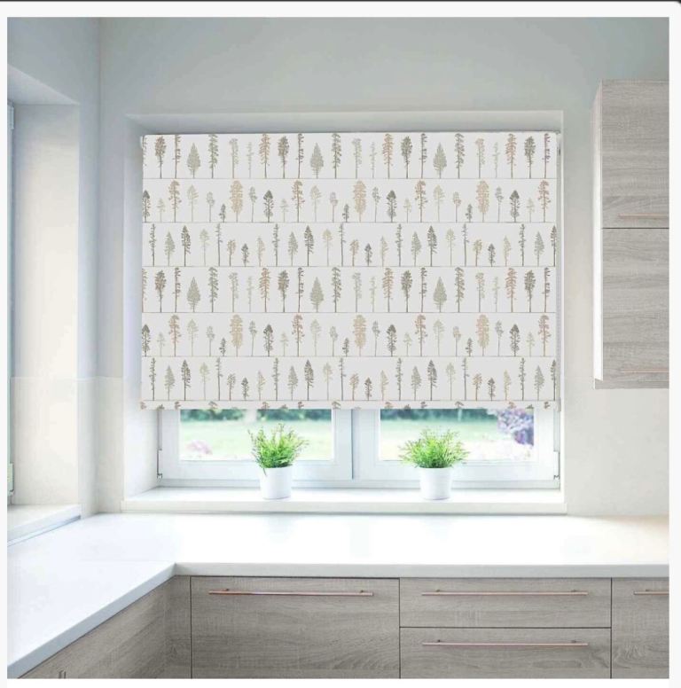 Dunlem All Over Tree Blackout Roller Blind Natural 180cm x 140cm