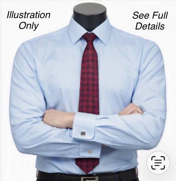 Thomas Nash 17.5” Blue Formal Shirt + Crimson Silk Tie + Silver Cufflinks Set 