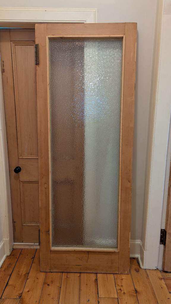 Pine door with glass panel