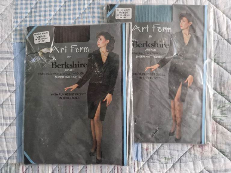 image for 2 PAIRS OF BERKSHIRE 'ART FORM' LINED PATTERN SHEER KNIT TIGHTS