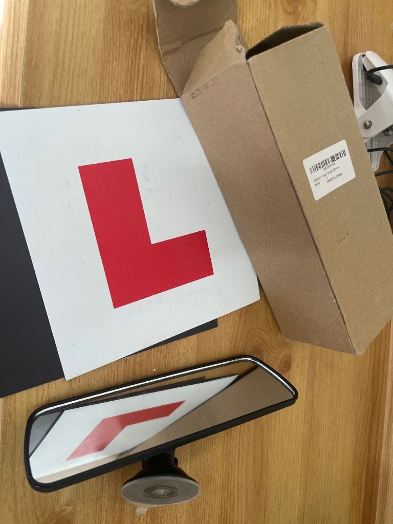 Driving Test Kit: Learner Driver L-Plates (Magnetic) + Instructor Rear View Mirror