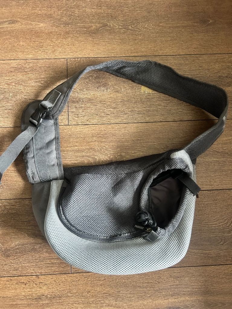 Dog puppy grey crossbody carry bag