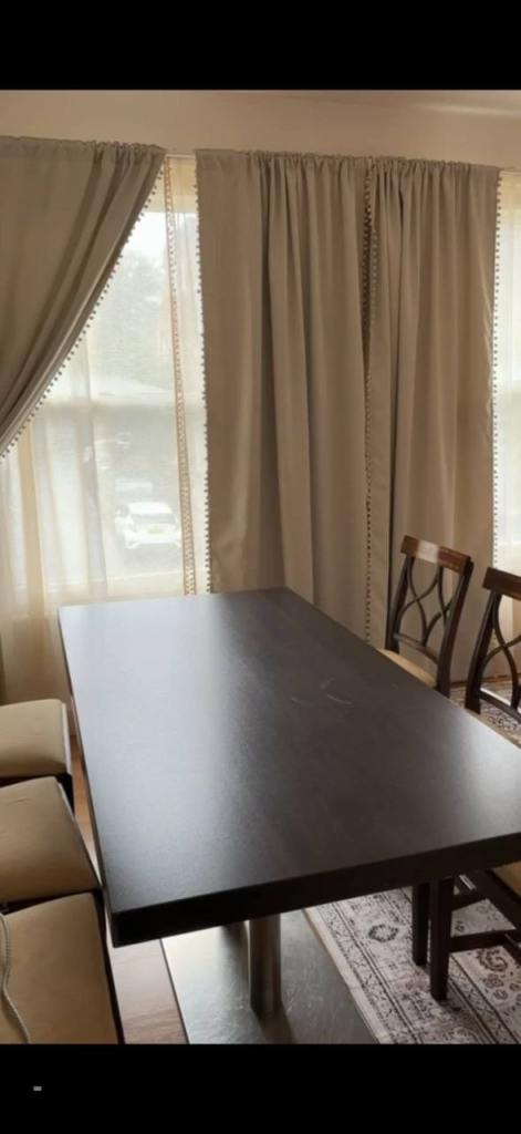 Wooden Dining Chairs with Cream Upholstery – Good Condition