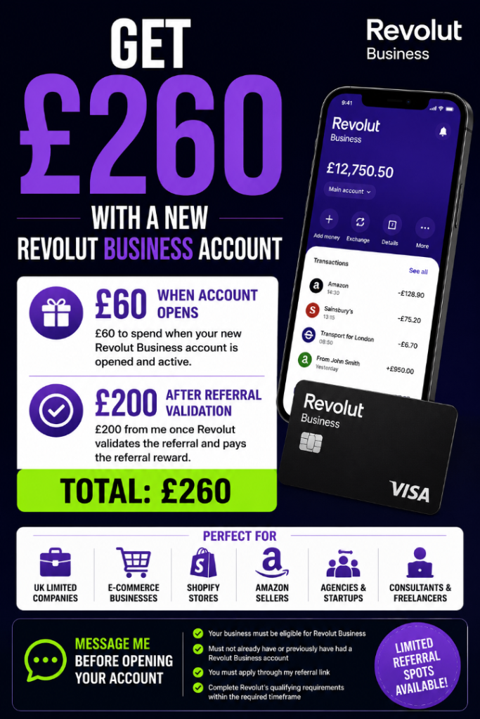 Get £260 With a New Revolut Business Account
