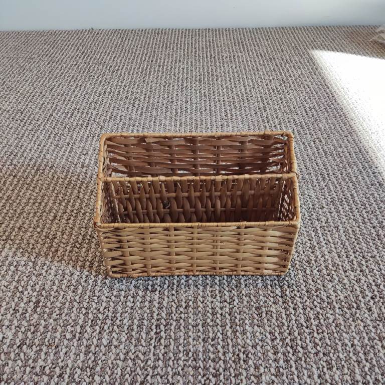 Wicker Rattan Letter Storage Basket Organiser Light Brown