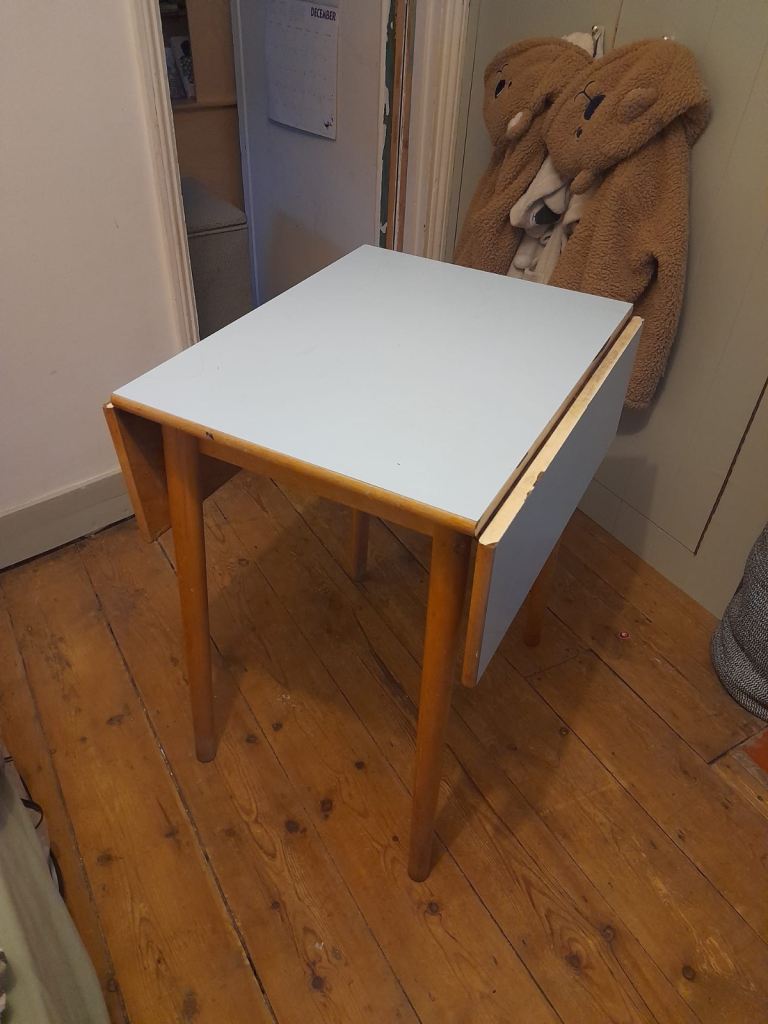 Vintage 1950s/60s small dining table blue Formica top
