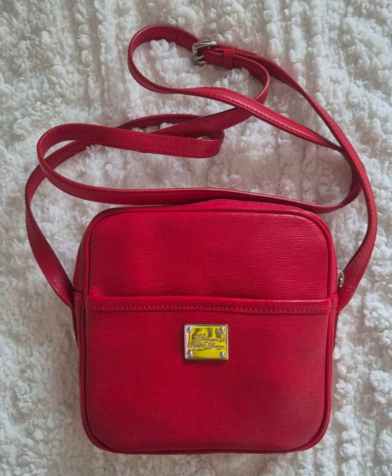 Brand new Lauren by Ralph Lauren red leather cross body hipster handbag 
