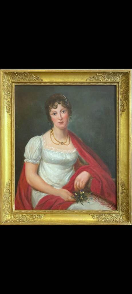 Antique 19th Century Regency Oil Portrait of a Lady – Fine Art Painting in Ornate Gilt Frame