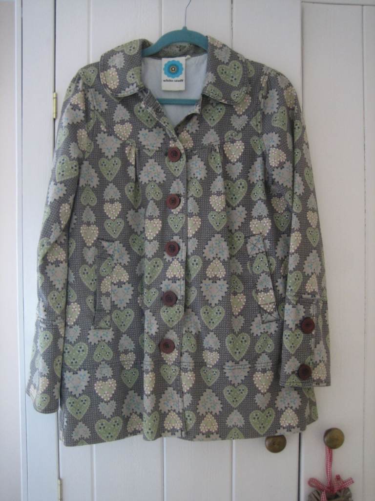 Ladies size 10 jacket from White Stuff. Cotton, lined. Pretty heart pattern.