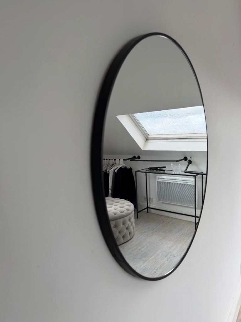 Black Framed circle Mirror