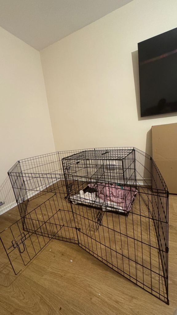 8 Panel playpen Suitable for Dogs/Puppies/Cats & Rabbits foldable puppy play pen (61cm, Black)
