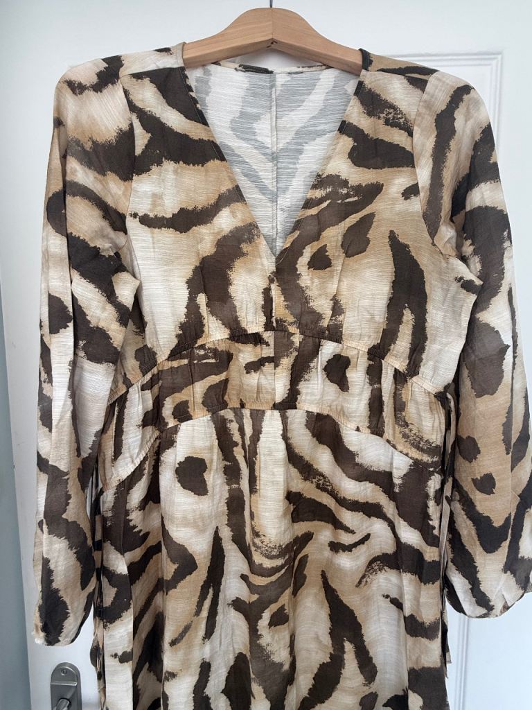 Animal Print Midi Dress – Long Sleeve, Good Condition