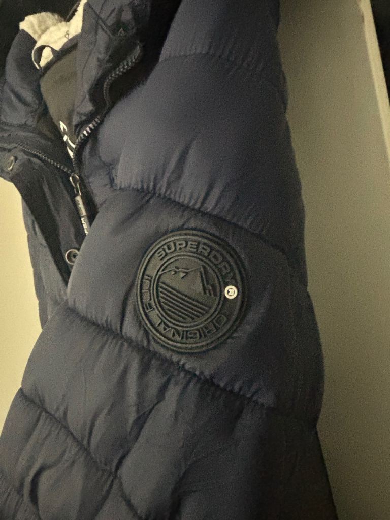 Navy superdry coat size 10