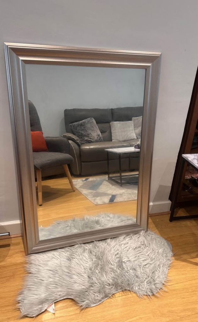 Wooden frame grey mirror