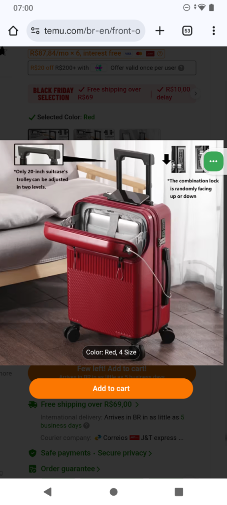 Front-Opening Luggage with Cup Holder, Small Lightweight Carry-On Suitcase with Lock.